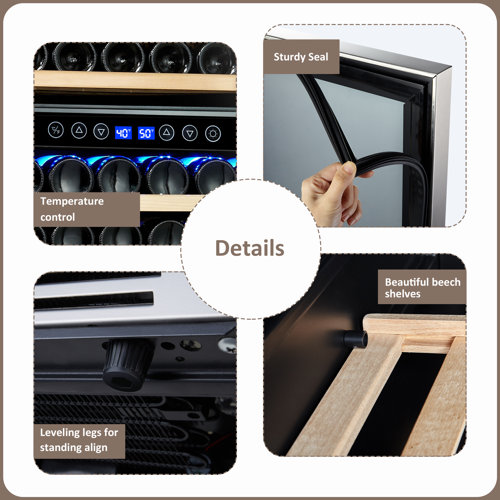 Kalamera Builtin Refrigeration 23.5'' 46 Bottle Dual Zone Wine